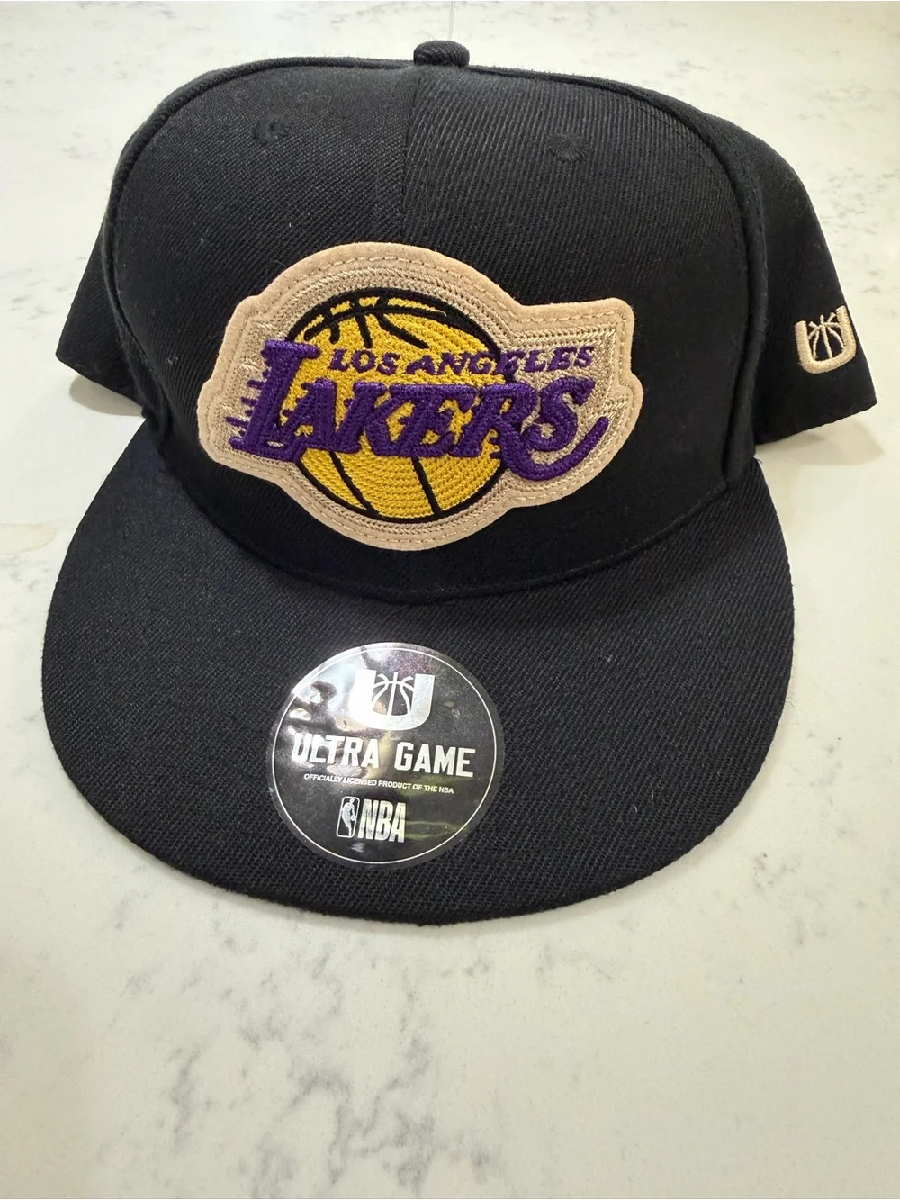 Los Angeles Lakers Black Snapback Cap with Purple & Gold Patch